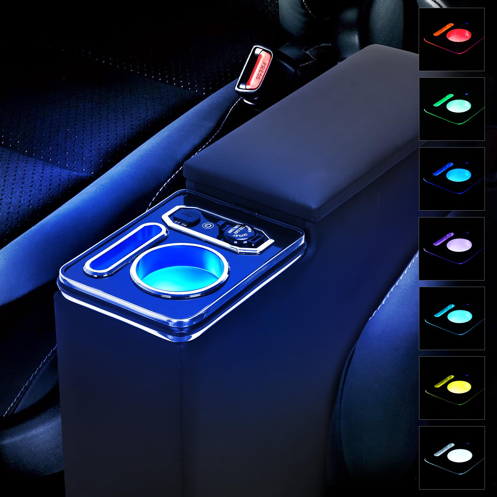 

BUYFULL Консольный бокс для Toyota и 900 Консольный бокс с 7-цветной подсветкой, большой вместимости, с USB, совместимый с моделями Roomy, Thor, Tank, Justy,