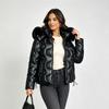 European and American winter loose glossy thickened leave-in cotton-padded jacket cotton-padded jacket black light purple champagne
