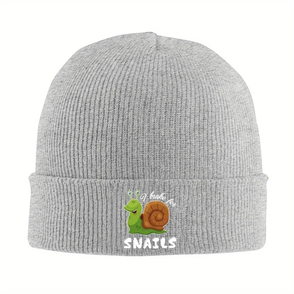 New Snail I Brake For Snails Warm Knitted Cap Fashion Bonnet Hat Autumn Winter Outdoor Beanies Hats For Unisex Adult