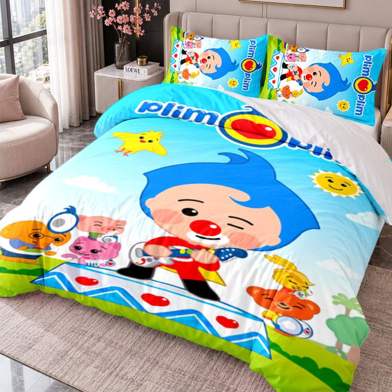 El Payaso Plim Plim 3-teiliges Bettwäsche-Set Bettbezug mit zwei Kissenbezügen für Schlafzimmer Heimdekoration