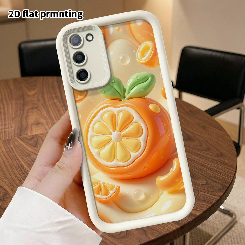 Phone case: 2D flat, suitable for Samsung Galaxy A34 A35 M05 M06 S20 S22 S21 FE Plus 5G protective case, cartoon orange, perfect Christmas and Hallowe