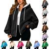 Women's Loose Fit Hooded Zip-Up Jacket with Long Sleeves, Color