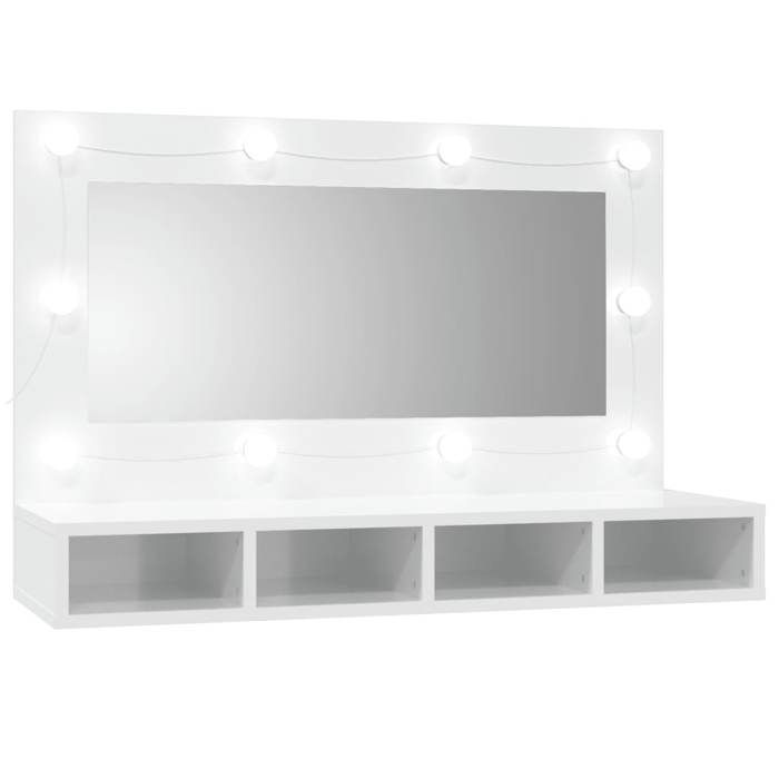 VidaXL Armoire à Miroir avec LED Armoire Murale Armoire de Salle de Bain Meuble de Rangement Armoire de Rangement Blanc 808897