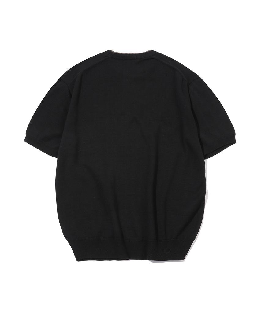 GNOK Layered Round Short Sleeve Knit [Black]