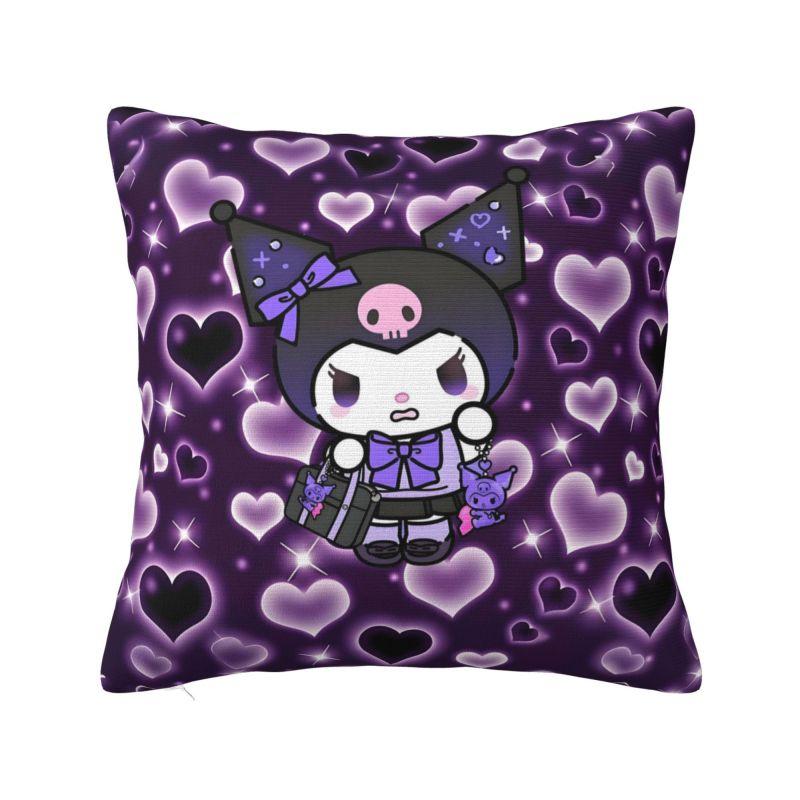 Custom Modern Cute Sanrio Kuromi Anime Cushion Cover Velvet Kawaii Cartoon Pillow Case Home Decor