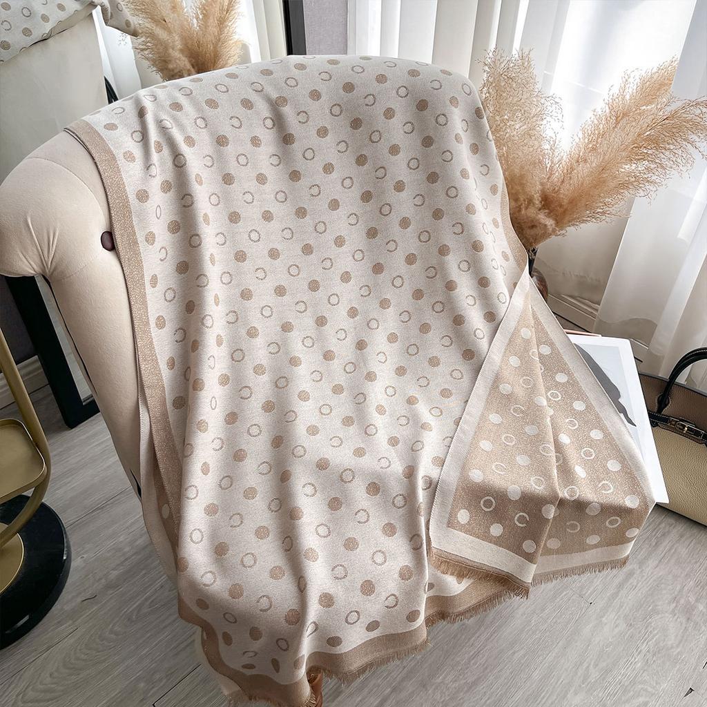 Scarf Women'S Gold Thread Spring And Autumn Thin Scarf Imitation Cashmere Polka Dots Simple Fashion Versatile Air Conditioner Shawl