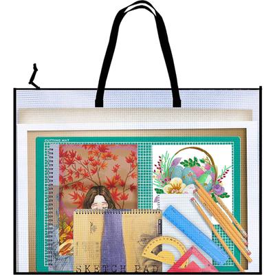 Kreuzstich-Netz-Reißverschlusstasche mit Griff Puzzle-Taschen Transparente Netz-Akten-Tragetasche Beutel für Schul-Bürobedarf