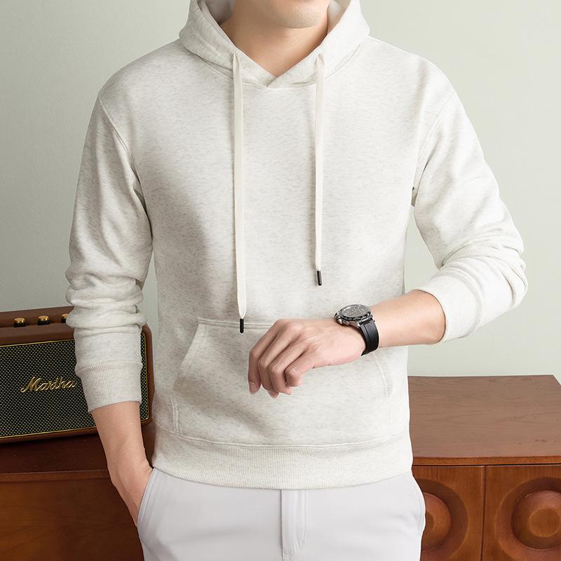 Autumn/Winter Fashion Trend Solid Color Hooded Pullover Sweatshirt with Patch Pocket and Custom Logo.