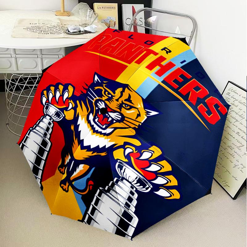Panthers Team Spirit Umbrella Folding umbrella, automatic umbrella 8-Frame for Travel, camping Use Gift for Halloween Christmas