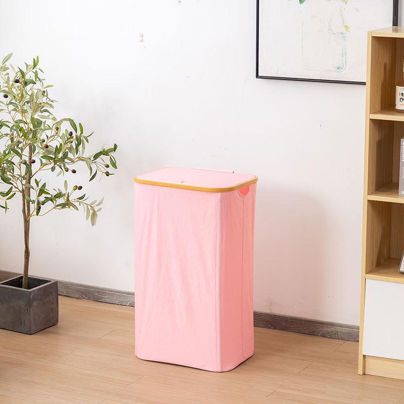 Bamboo Fabric Large Capacity Laundry Hamper with Lid - Foldable Storage Basket for Dirty Clothes