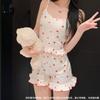 Summer New European and American Suspender Shorts Set Sexy Flower Women's Home Pajamas Outer Order