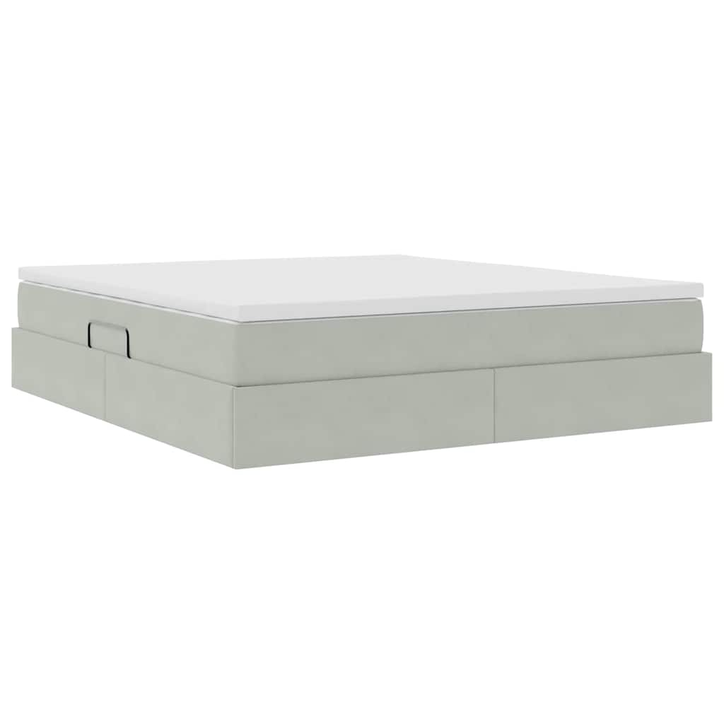 Storage Bed with Mattress Light Grey 160 x 200 cm Velvet