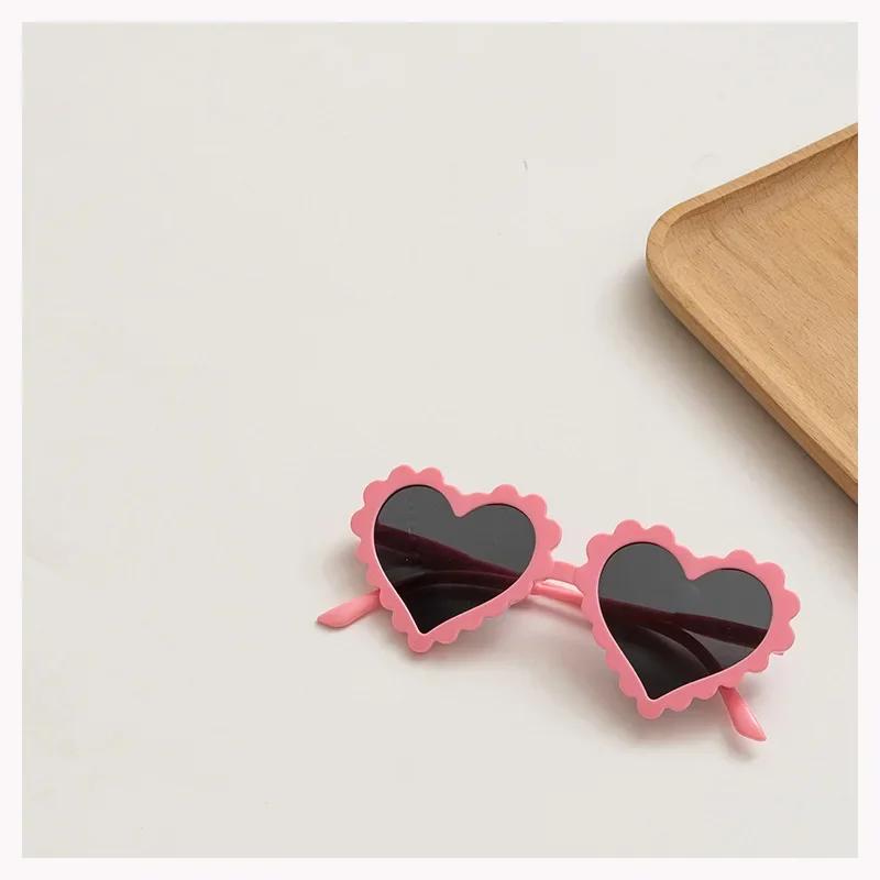 Baby Girls Cute Solid Color Heart Shape Outdoor Sun Protection Sunglasses Children Lovely Acrylic UV400 Sunglasses Kids Glasses