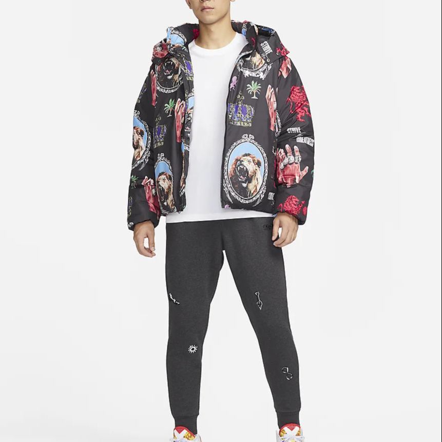 Nike Therma-FIT Printed Zip-Up Hoodie Jacket Men Outerwear Black FB6975-010