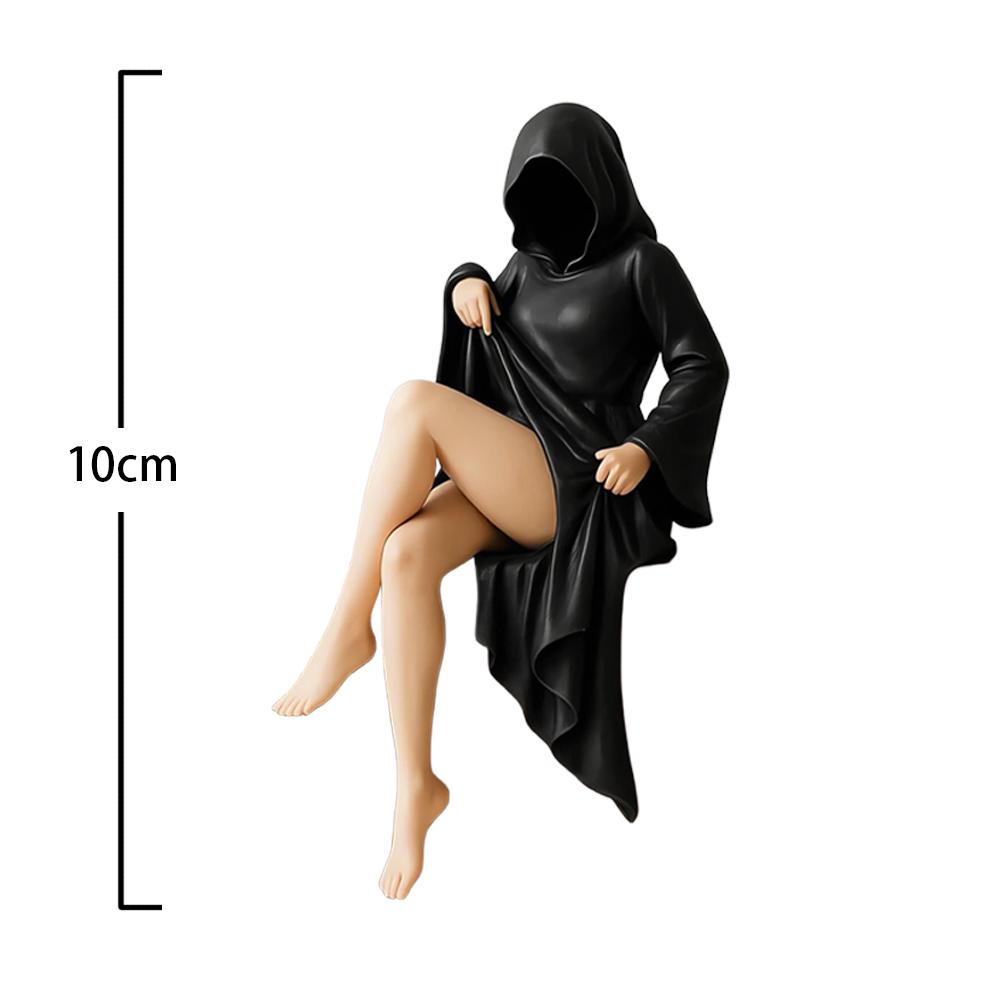 Illustration Girl Anime figure Gothic Black Robed Girl figure Mysterious Statue Queen Figurine Ornament Ghost Sculpture Boy gift