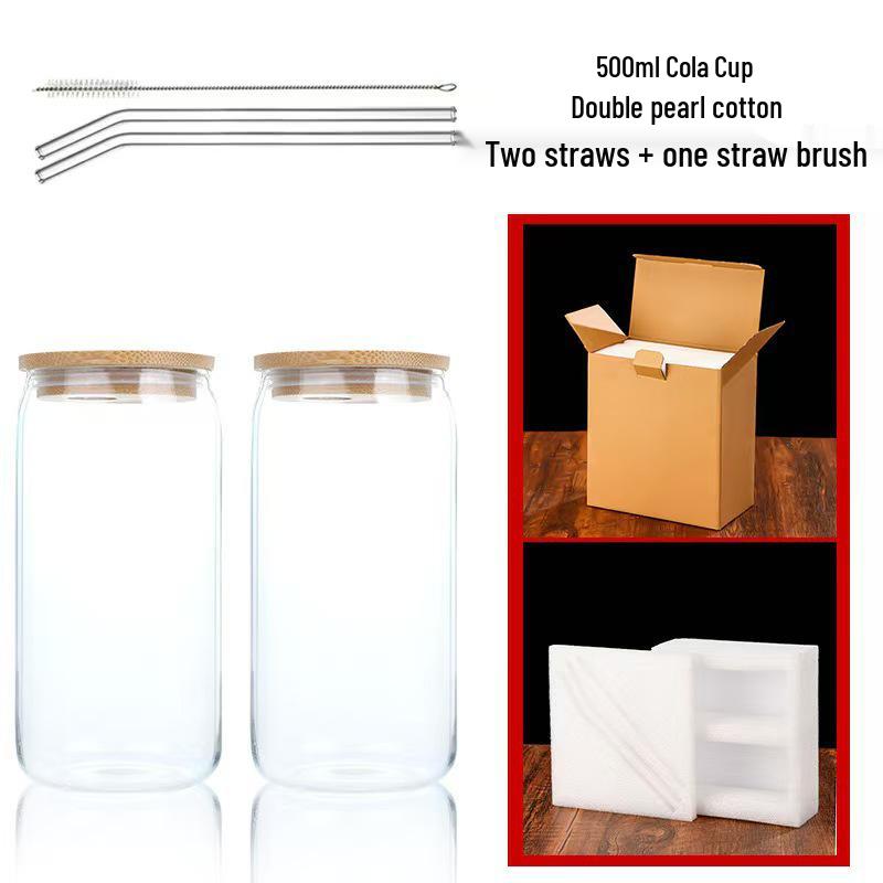 16oz Mason Jar with Bamboo Lid & Straw - 500ml Glass Beverage Cup