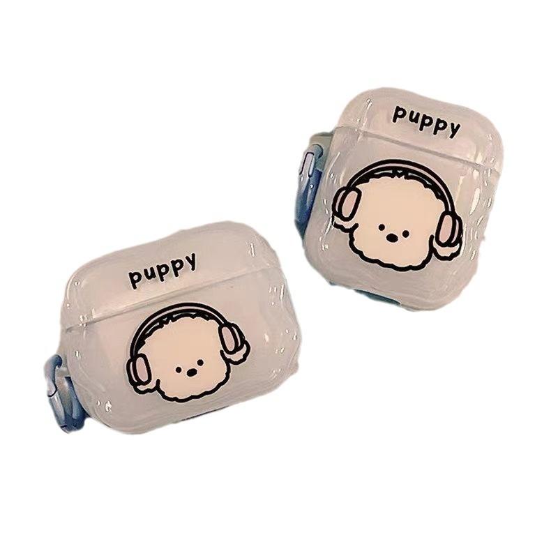 Fun Cartoon Listening To Music Puppy for AirPods 1 Generation Apple AirPods Pro1 Bluetooth Headset Cover Anti-drop