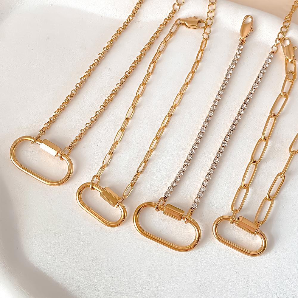 eManco Oval Buckle Heads DIY Chain Pendant Bracelet Stainless Steel Jewelry Design Match Charms Bracelets Women Accessories