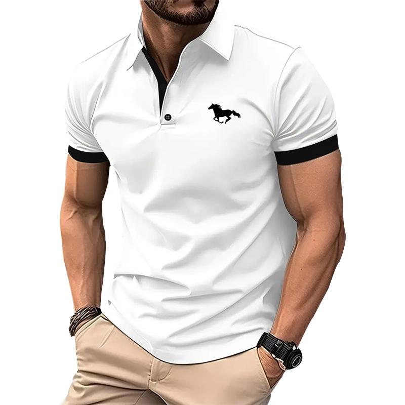 Summer Men's 3-button Lapel Short Sleeved Polo Shirt with Solid Color  Design Fashionable and Trendy Men's Short Sleeved Top