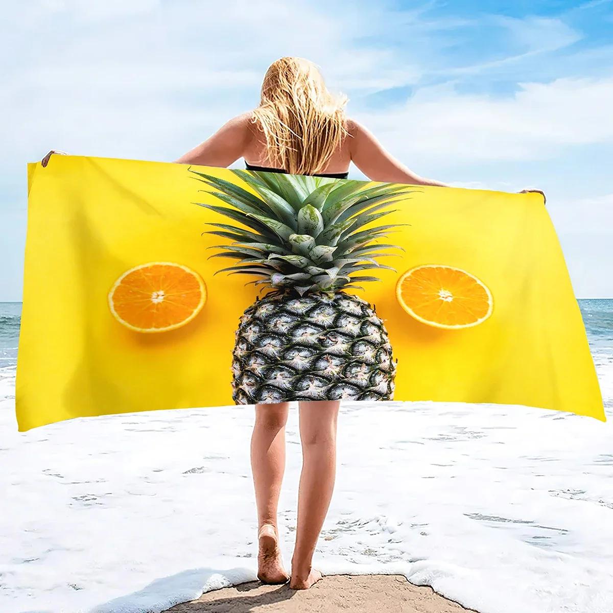 

Pineapple Beach Towel ,Lightweight Microfiber Absorbent Quick Dry Sand Free Blanket Towels,Soft Pool Travel Bath Swim Towels W40*H60(CM)
