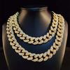 Hip Hop 20Mm Full Diamond Lines Men'S Necklace Exaggerated Personality Rap Rhinestone Chain Cuban Chain Necklace