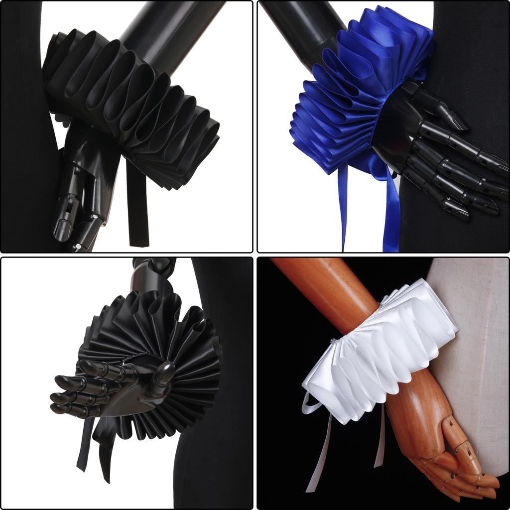 Victorian Ruffled Wrist Wrap Renaissance Girls Blouse Wrist Cuffs Decorative Props for Lady Medieval Cosplay