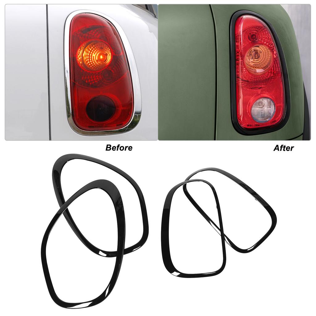 Front Rear Headlight Guard Trim Headlight and Taillight Bezel Trim 51139801573 for Countryman R60 2010 to 2016 Gloss Black