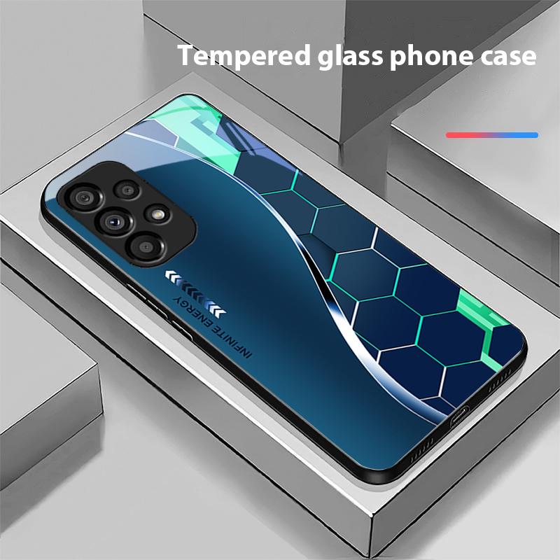 Sci Fi Silver White For Samsung Galaxy S 8 9 10 20 Plus 21 FE 22 23 24 Ultra S7 Edge Black Tempered Glass Phone Case Hard Shell