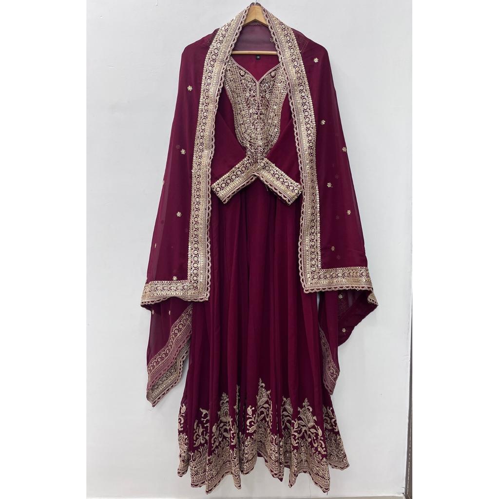 Indian Anarkali Gown with Dupatta Set Bollywood Party Wedding Wear Ethnic Suit