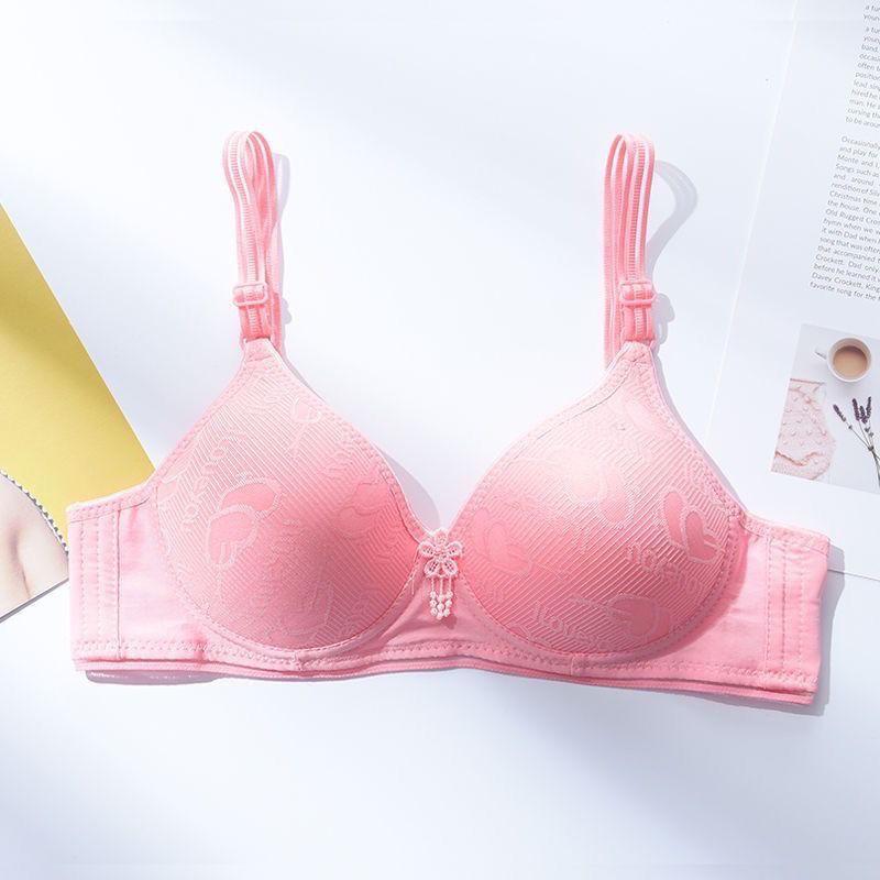 Love Broderie Model Lenjerie de corp Roz Dulce Sutien pentru femei Ventilatie subtire fara fir Piept mic adunat Stil casual simplu