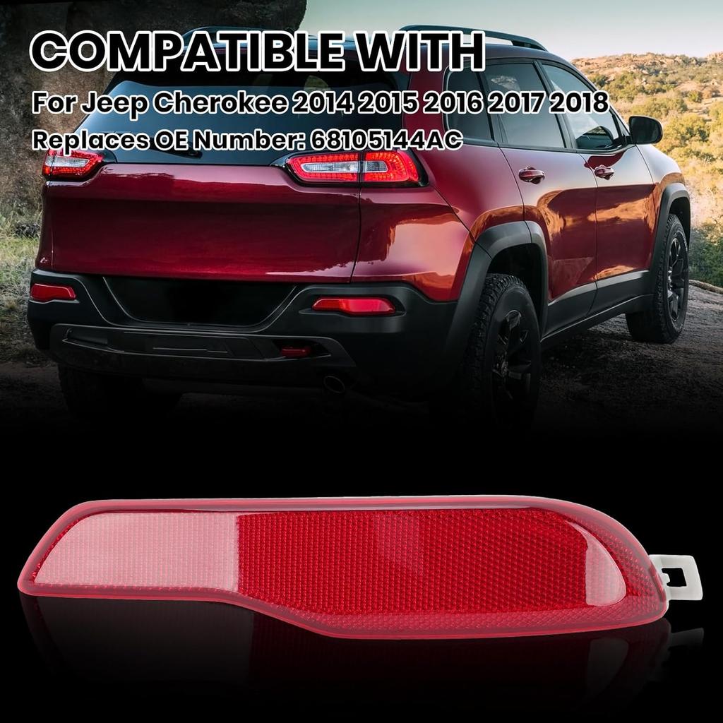 Rear Bumper Reflector For 2014 2015 2016 2017 2018 Jeep Cherokee 68105144AC Passenger Side (Right)