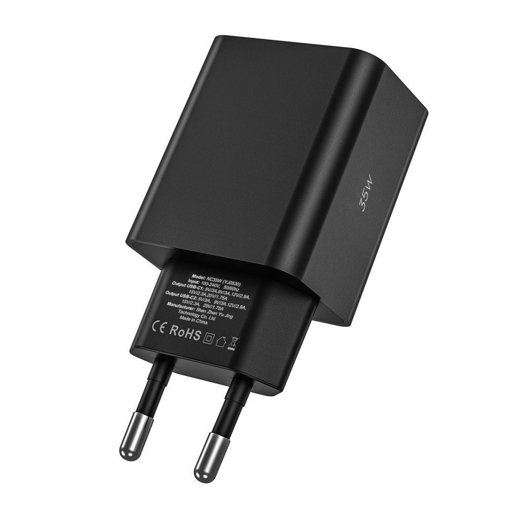 Síťová nabíječka C35W 2x USB-C s kabelem USB-C - iPhone Lightning - bílá