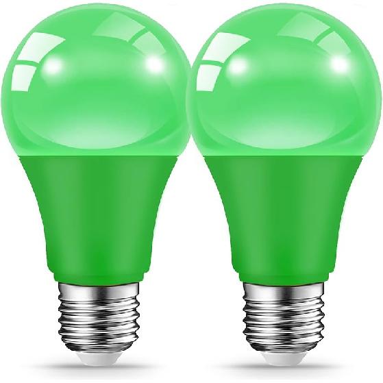 Green Light Bulbs for Outdoor Porch, 9W(60W Equivalent) E26 Base LED Green Bulb for Christmas, Halloween,Wedding,Party,Bar,Holiday Lighting,Home зелёный
