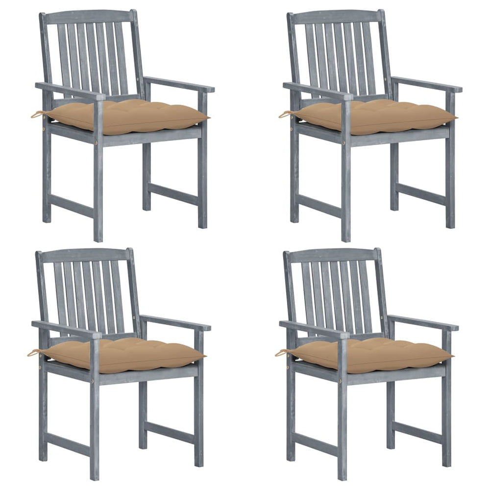 Chaises de jardin et coussins lot de 4  Bois acacia massif