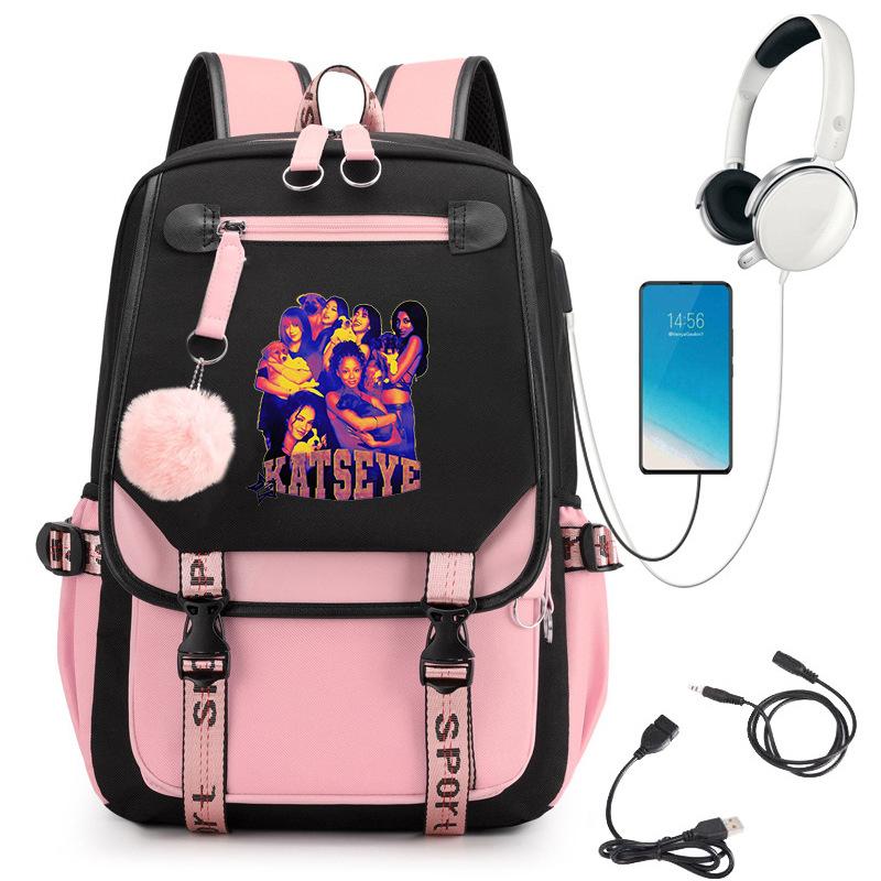 KATSEYE Fashion Girl Group Print Backpack, Large Capacity Teen Student Laptop Bookbag, Water-Resistant Daypack 60123-11