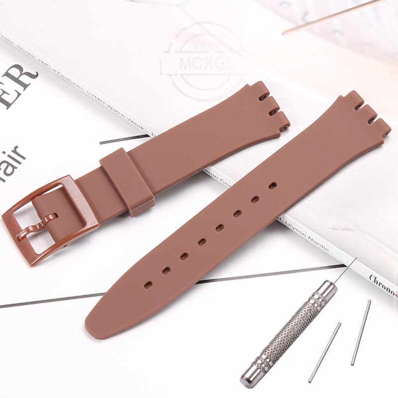 

17 мм м який силіконовий ремінець кольоровий для Swatch Водонепроникний спортивний годинник Аксесуари Ремінець Браслет Наручний ремінець 17mm