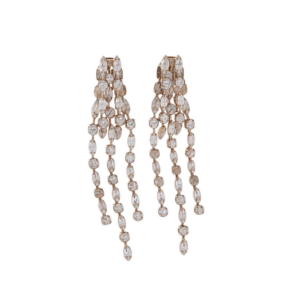 European and American Silver Needle Diamond-encrusted Round Fringed Stud Earrings French Light Luxury Earrings Niche Design Earrings