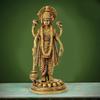 100% Pure Brass Lord Vishnu Narayan Holding Club Brass Statue, Gold - 7 Inch