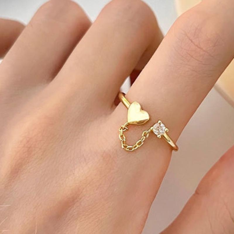 Farbe Liebe Herz Quaste Zirkon Ringe Für Frauen Schlichte Handgefertigte Liebe Herz Goldene Ringe Schmuck