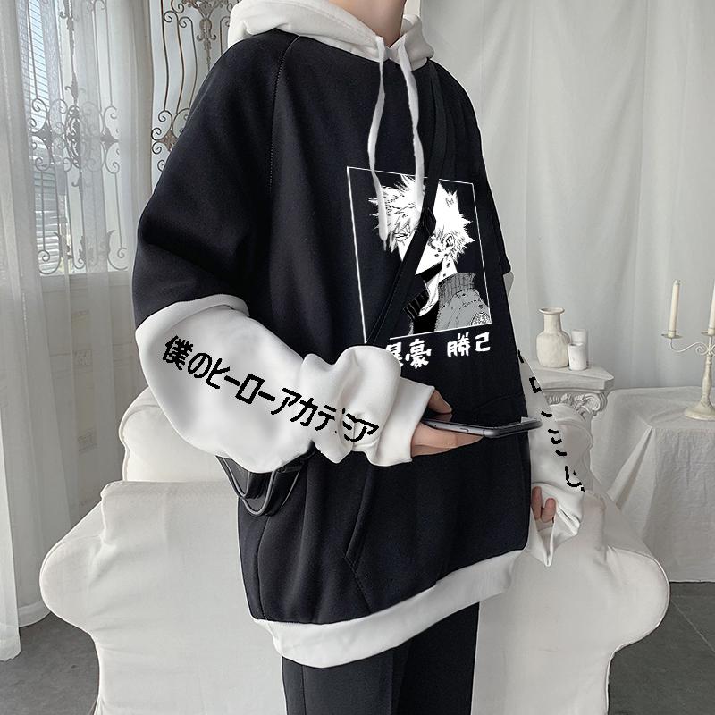 

Японское аниме My Hero Academia Harajuku Bakugou Katsuki Manga Мужские толстовки с капюшоном Зимние негабаритные уличные лоскутные толстовки с длинными рукавами