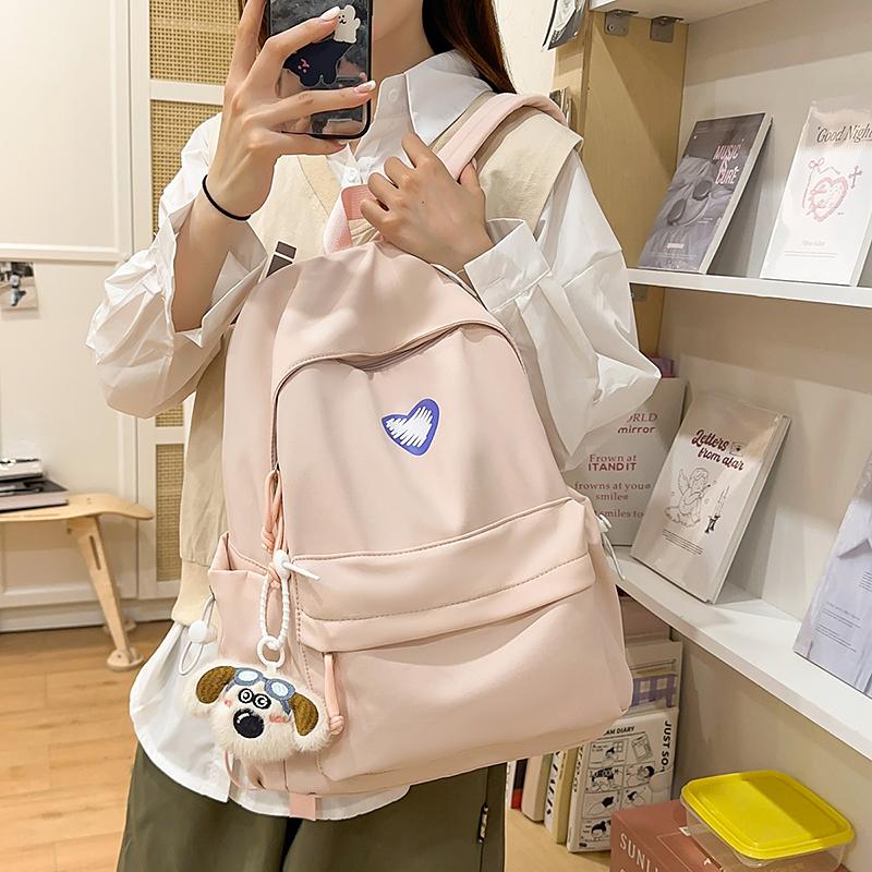 Women Solid Color Backpack Junior High School Student Schoolbag