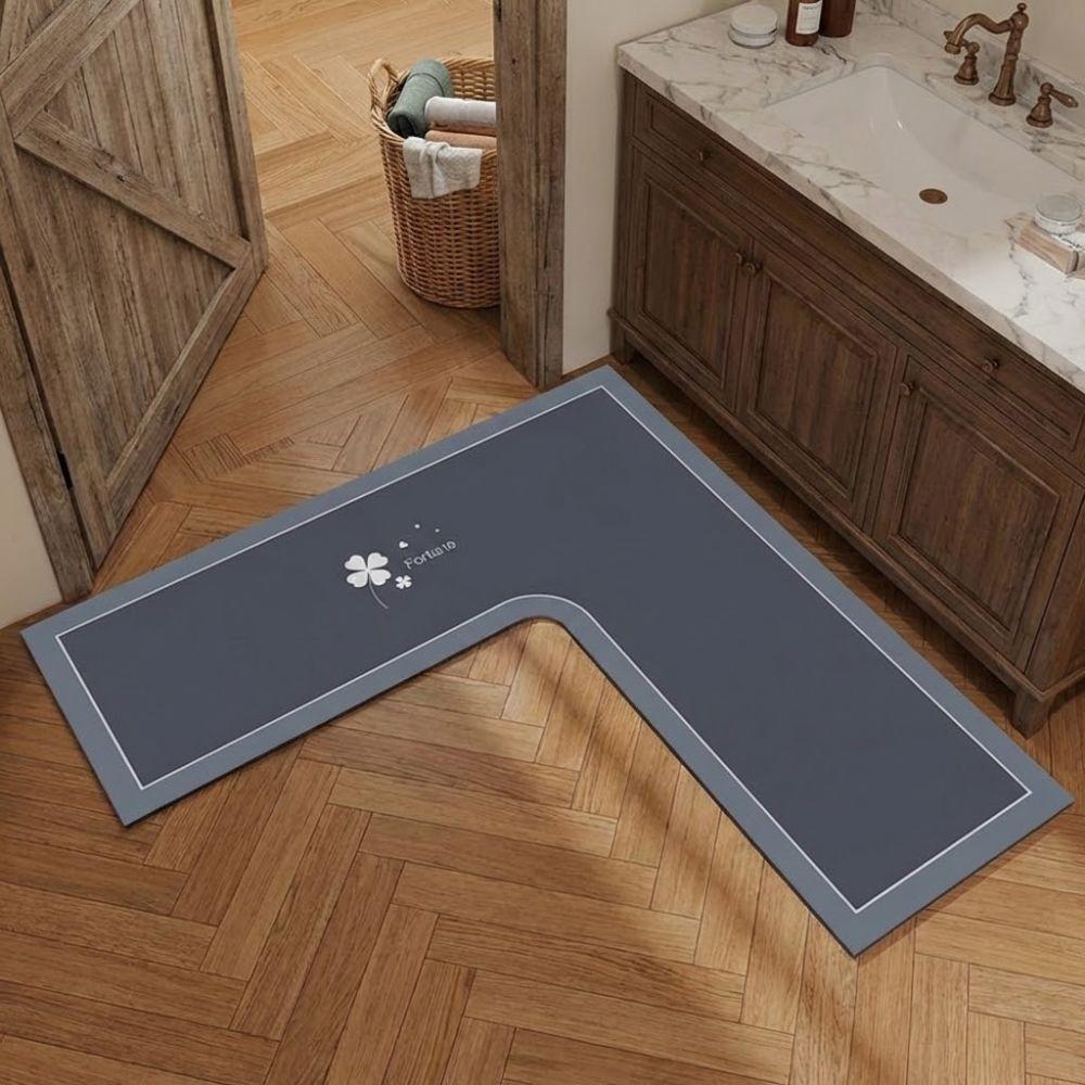 L-Shaped Bathroom Mat Anti-slip Kitchen Corner Carpet Luxury Kitchen Rug  For Home Corner