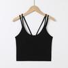 Summer Double Strap Cropped Camisole - Comfortable Solid Color Vest with Built-in Bra & Stylish Back Design