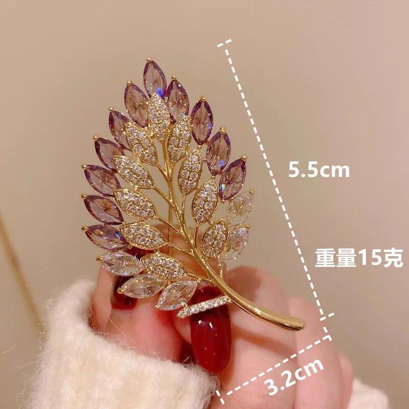 Cute Romantic Colorful Flower Metal Brooches For Women Alloy Crysal Plant Brooche Party Birthday Zircon.