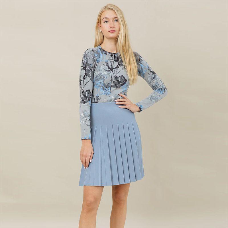 

Sunshine Home Summer New Foreign Trade European and American Plus size women clothing Long Knitted Skirt Pleated Skirt Umbrella Skirt Long Light Blue 4X: Waist 96-106