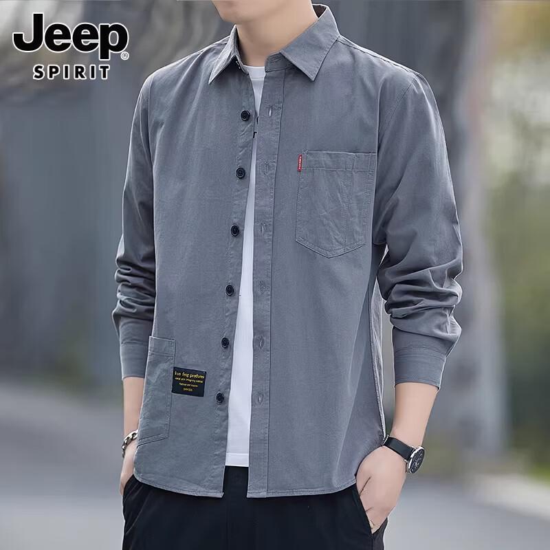 JEEP SPIRIT Men s Long Sleeve Cotton Casual Work Shirt L