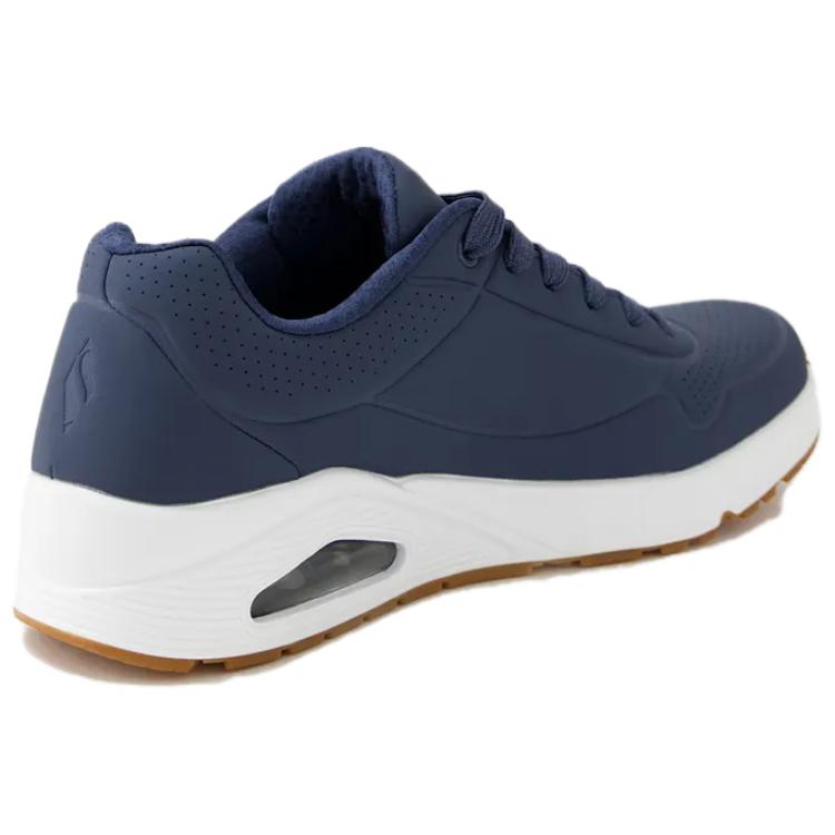 Skechers Uno Stand Comfortable Breathable Leather Shock Absorbing Durable Low Top Running Shoes Men sneakers 52458-NVY