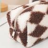 Large Capacity Pencil Case Plush Design Checkerboard Pattern Plush Pencil Case Large Capacity Stationery Storage Bag