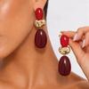 Long Drop Resin Drop Earrings Tiered Hammered Metal Earrings Marbled Resin Earrings  For Women