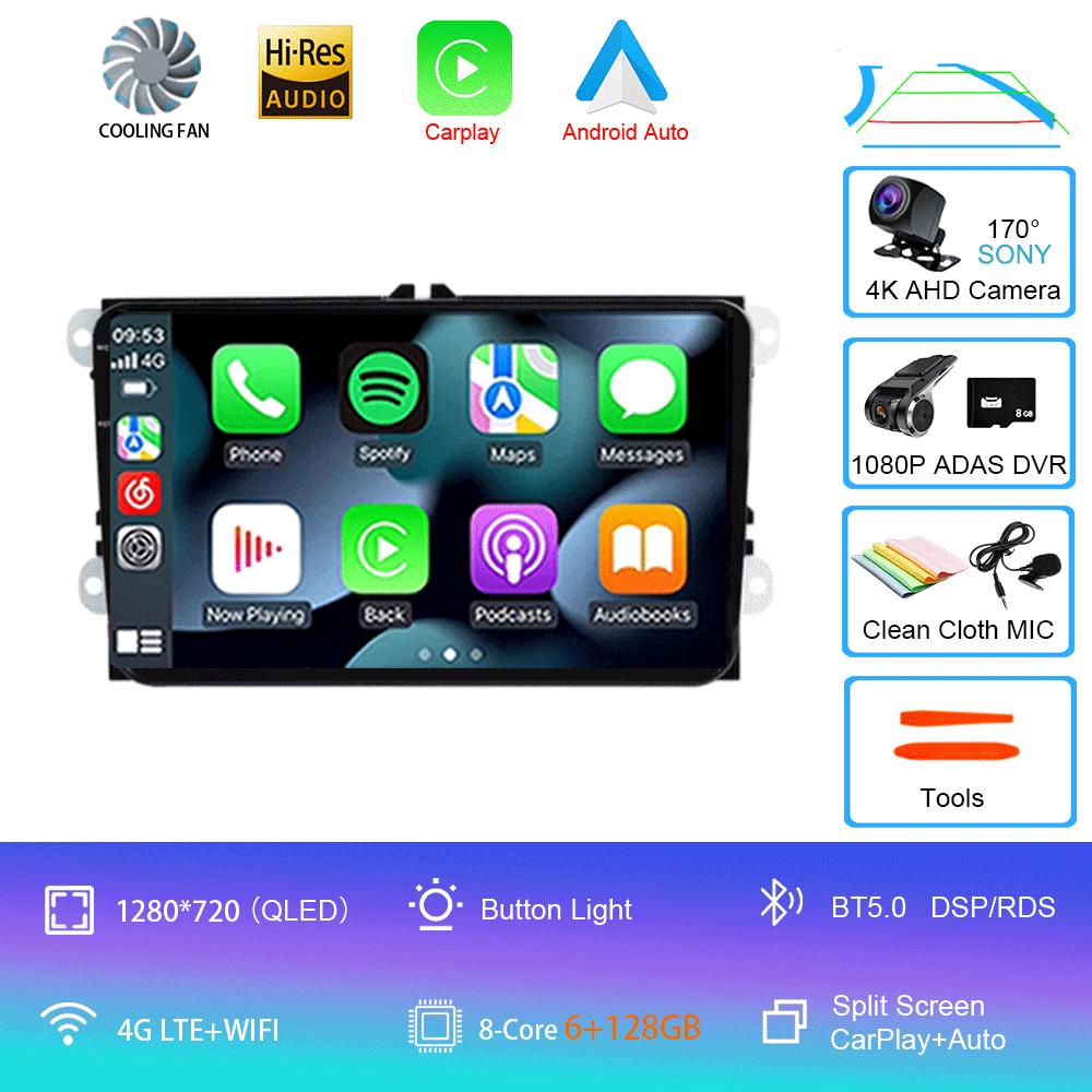 Android 14 For VW Volkswagen Skoda Octavia Golf 5 VW Touran Passat B6 Polo Tiguan Car Multimedia Radio Navigation GPS CarPlay